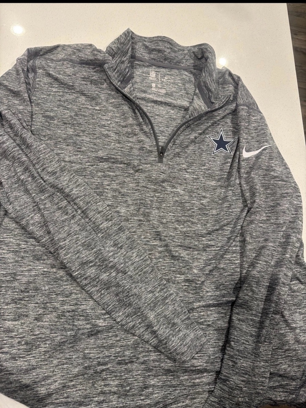 Nike Men's Gray Heather Quarter-Zip Pullover with Navy Star Patch